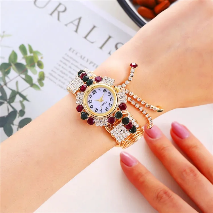 Elegant Ladies Quartz Bracelet Watch with Diamond Accents