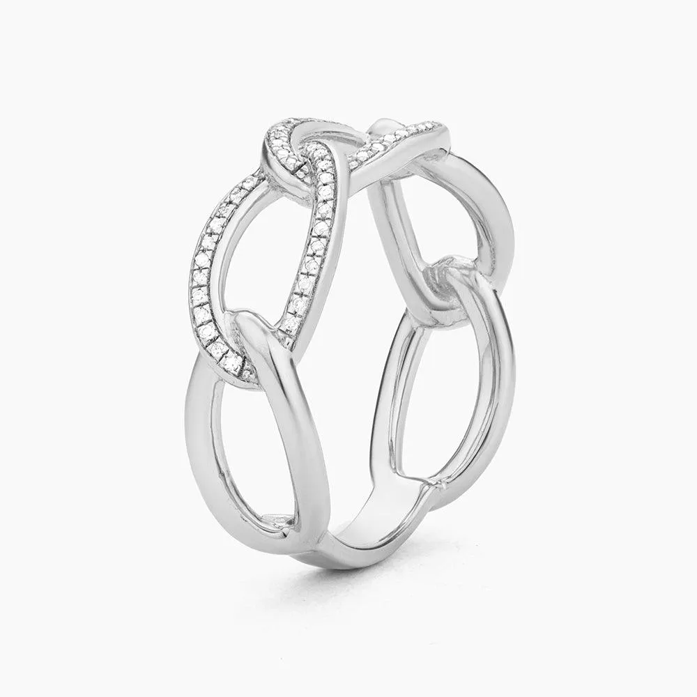 Ella Stein Triple Link Statement Ring in Sterling Silver - Size 6