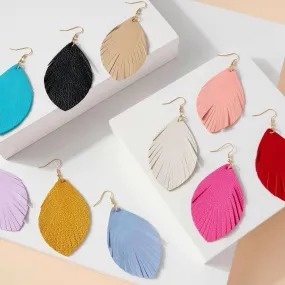 Feather Genuine Leather Earrings