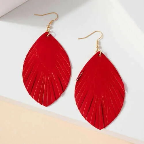 Feather Genuine Leather Earrings