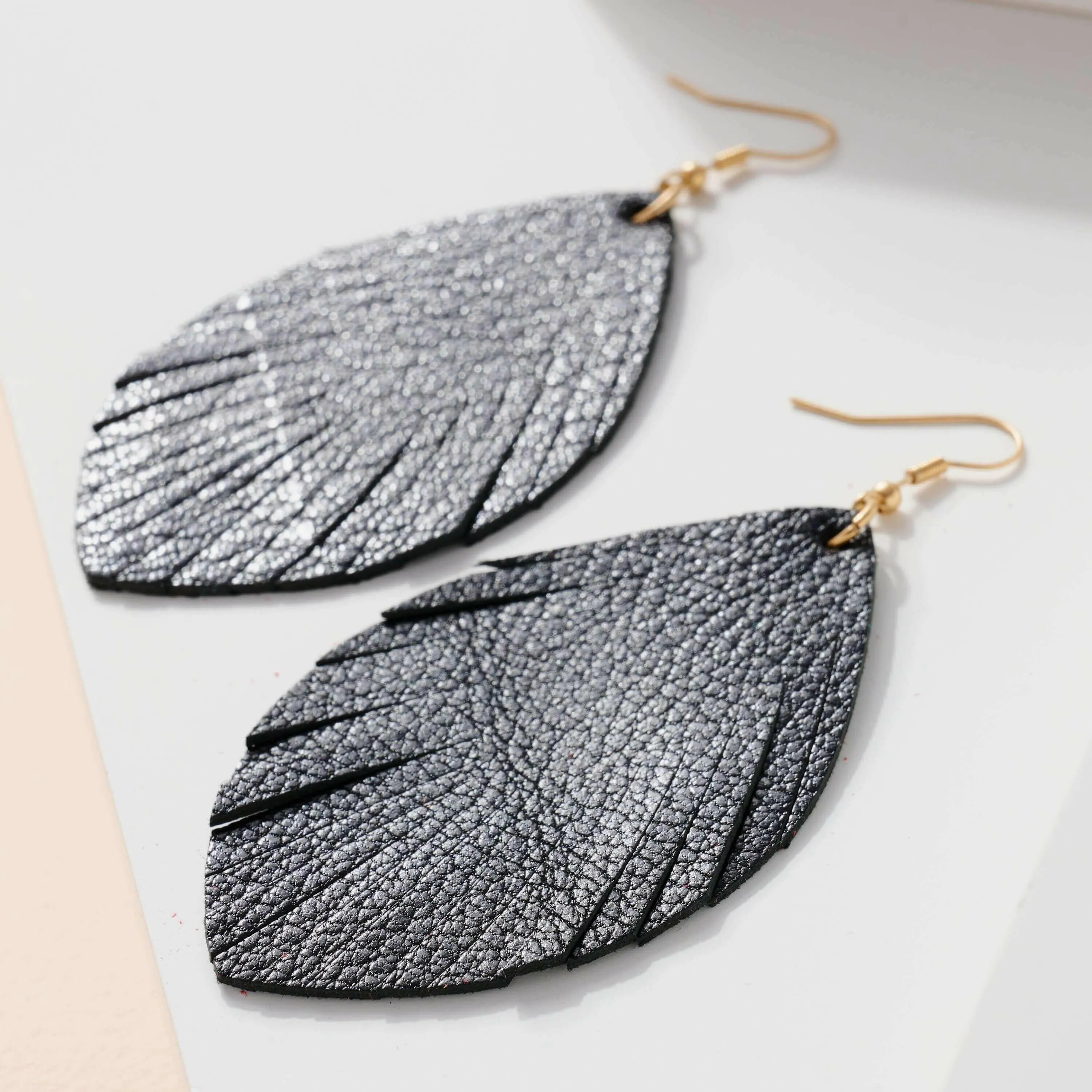 Feather Genuine Leather Earrings