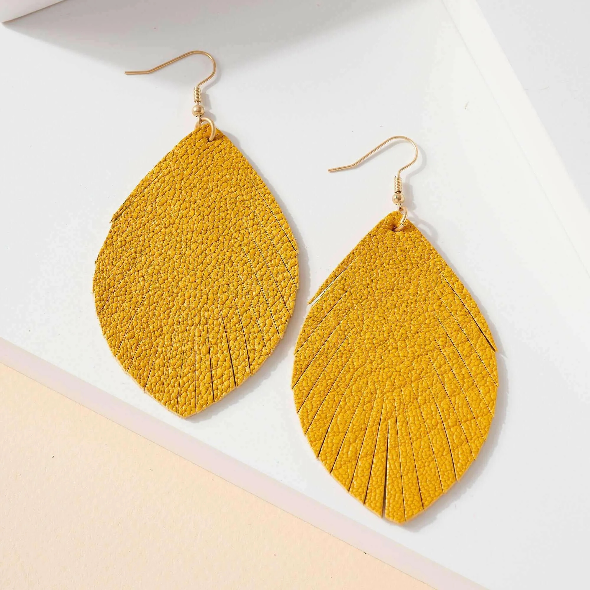 Feather Genuine Leather Earrings