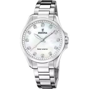 Festina Solar Energy Cream Dial Stainless Steel 316L Women's Watch F20654/1