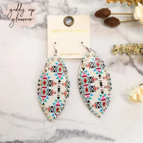 Free Bird Feather Shape Earrings in Multi Color Aztec