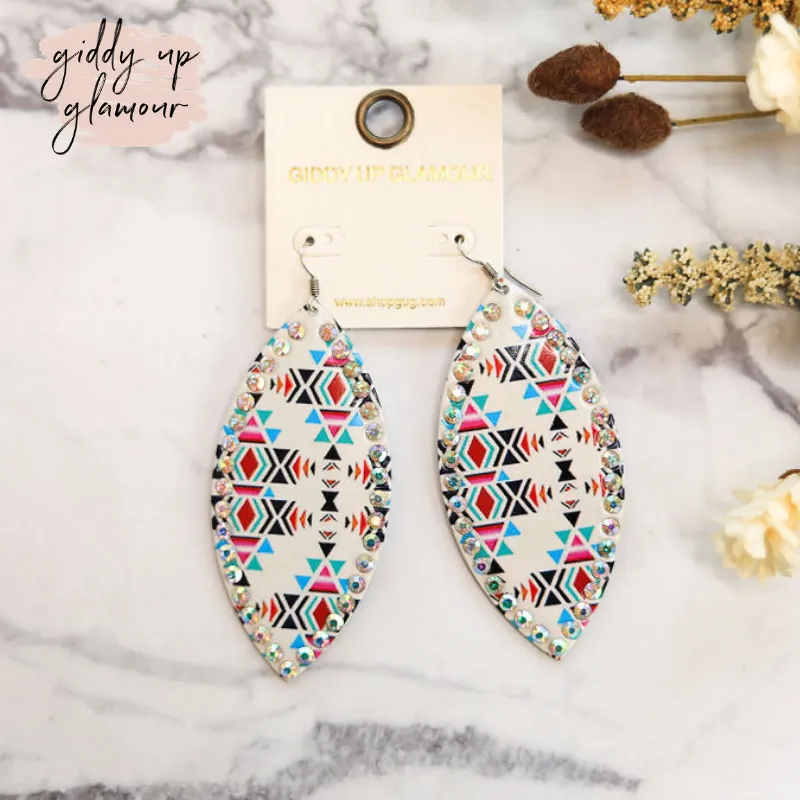 Free Bird Feather Shape Earrings in Multi Color Aztec