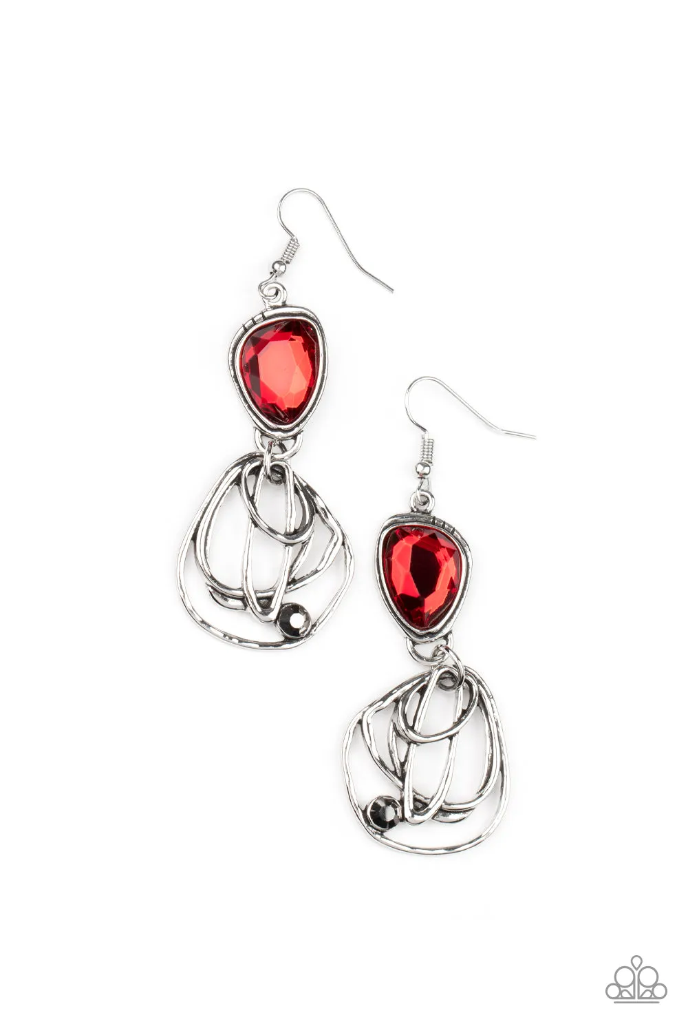 Galactic Drama - Red Paparazzi Earrings