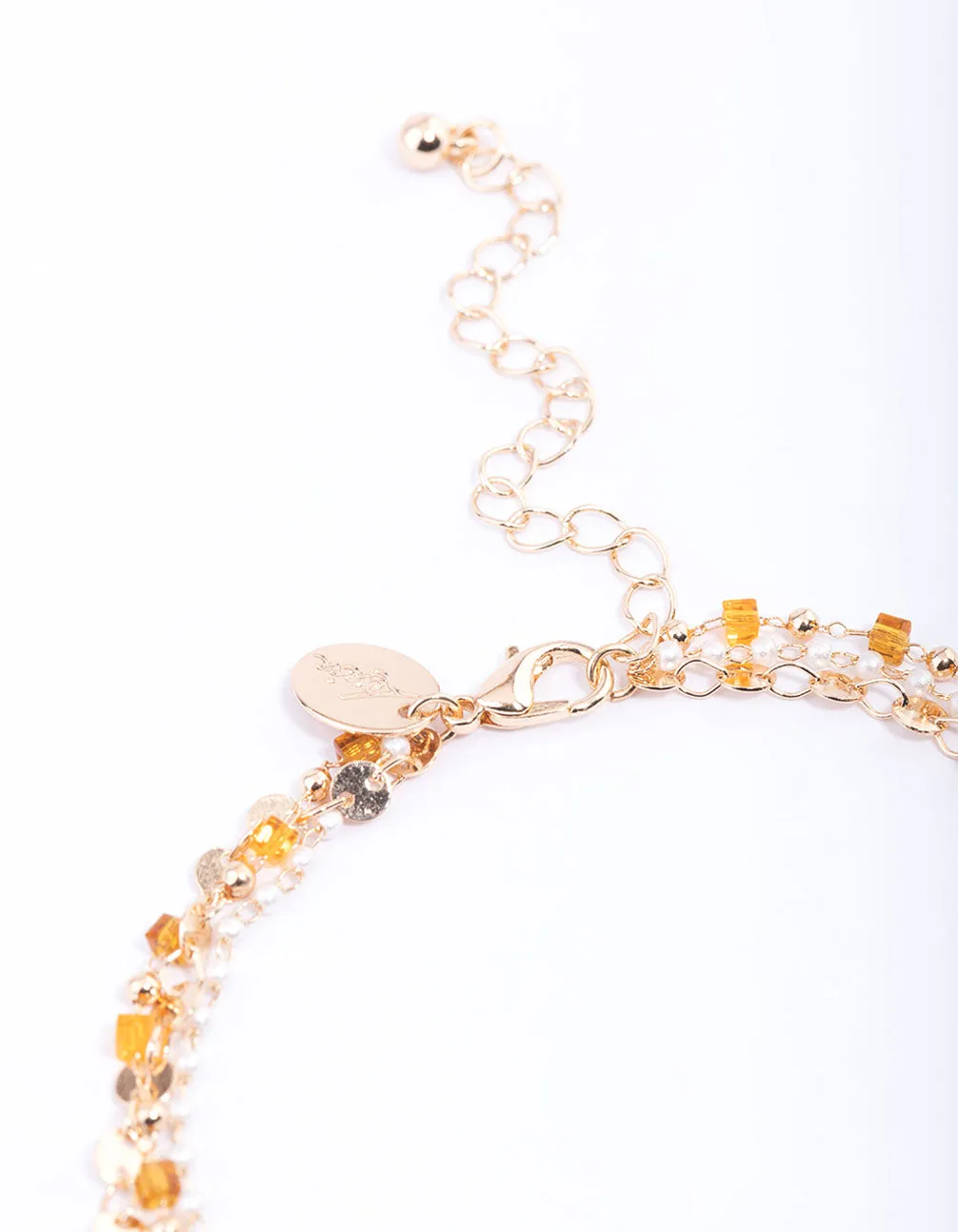 Gold Bead & Pearl Layered Anklet