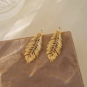 Gold Feather Earrings