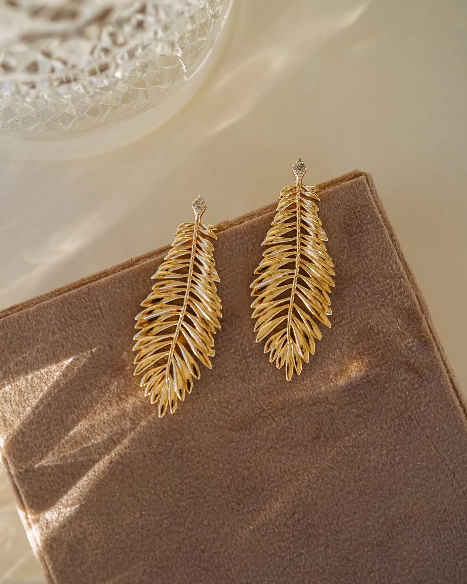 Gold Feather Earrings