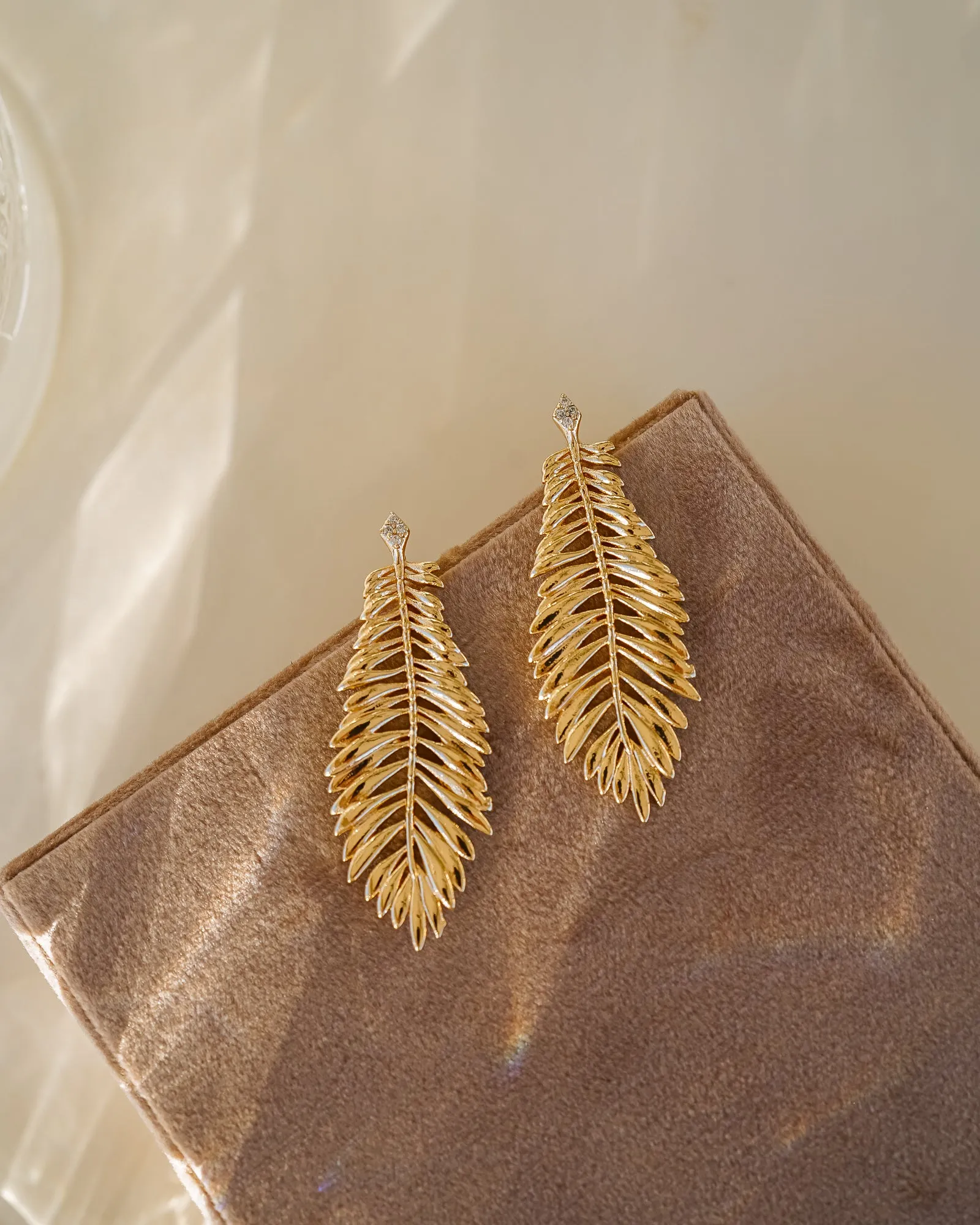 Gold Feather Earrings