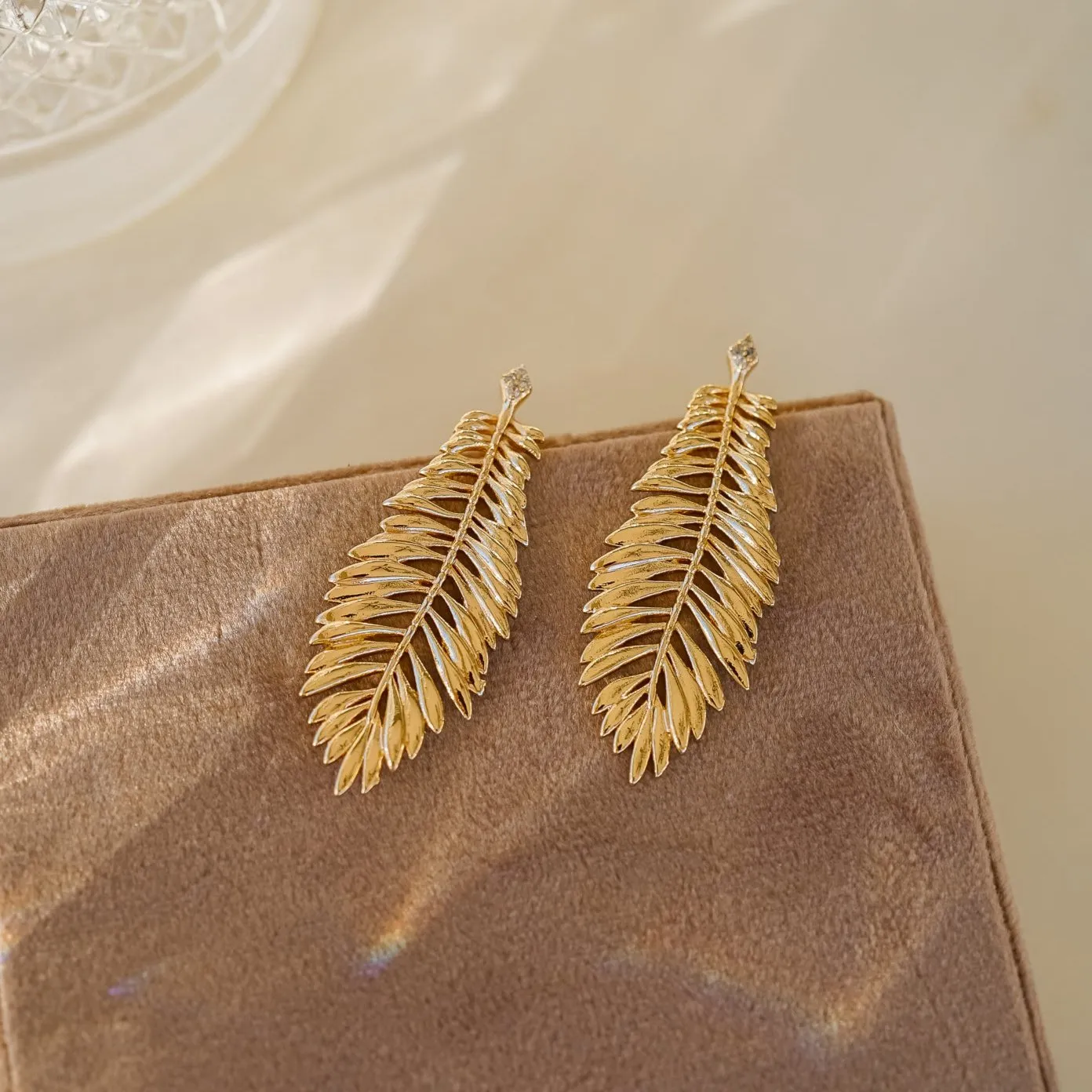 Gold Feather Earrings