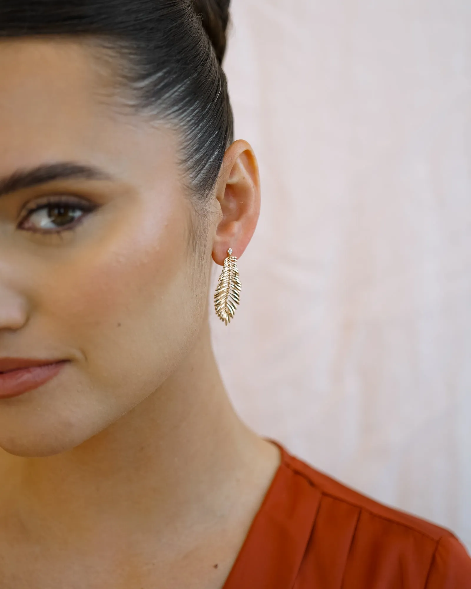 Gold Feather Earrings