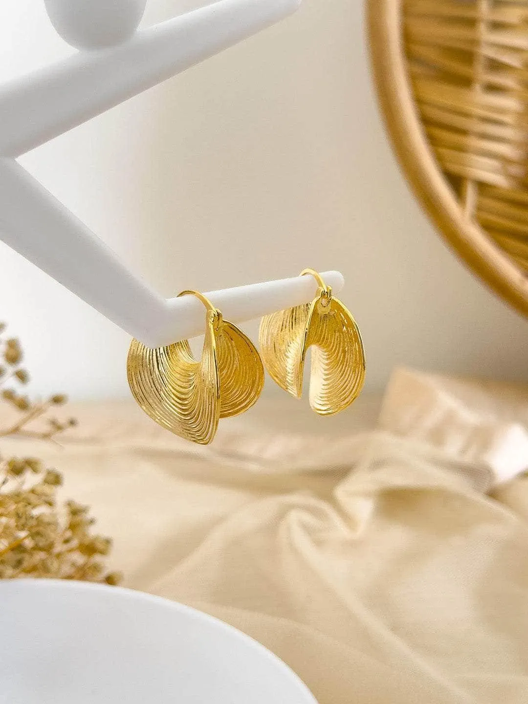 Gold Textured Hoop Earring