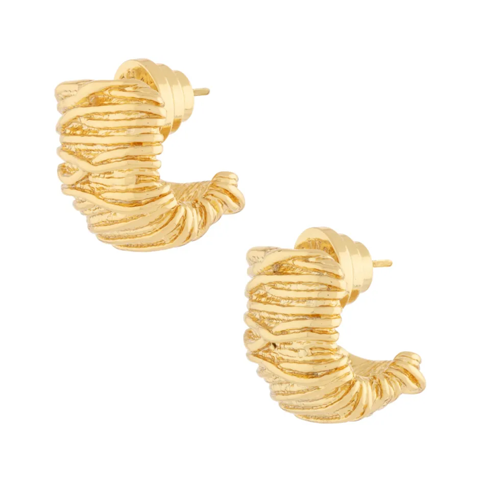 Gold Textured Nugget Earrings