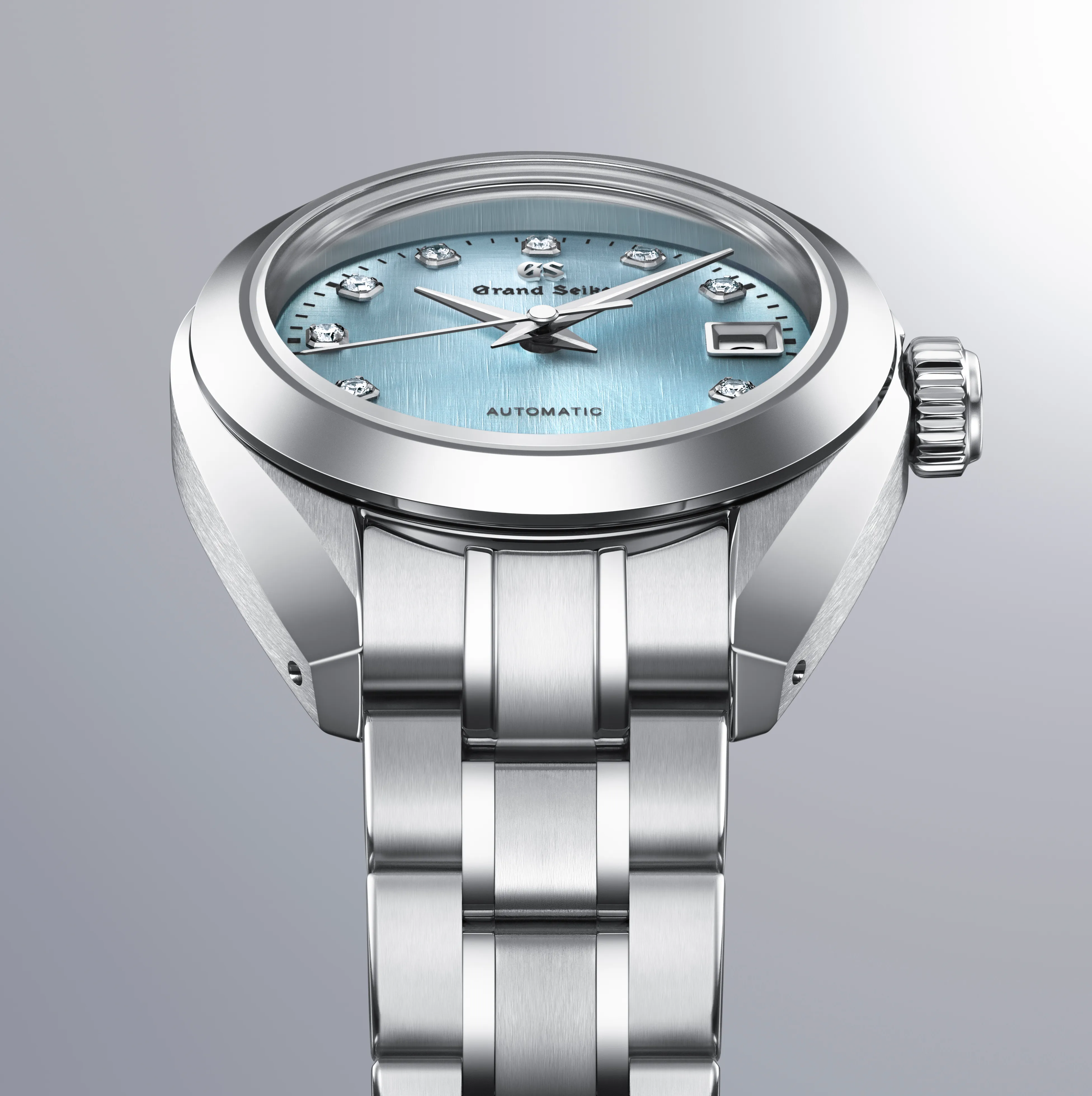 Grand Seiko Elegance Watch with Light Blue Dial and Diamonds, 27.8mm