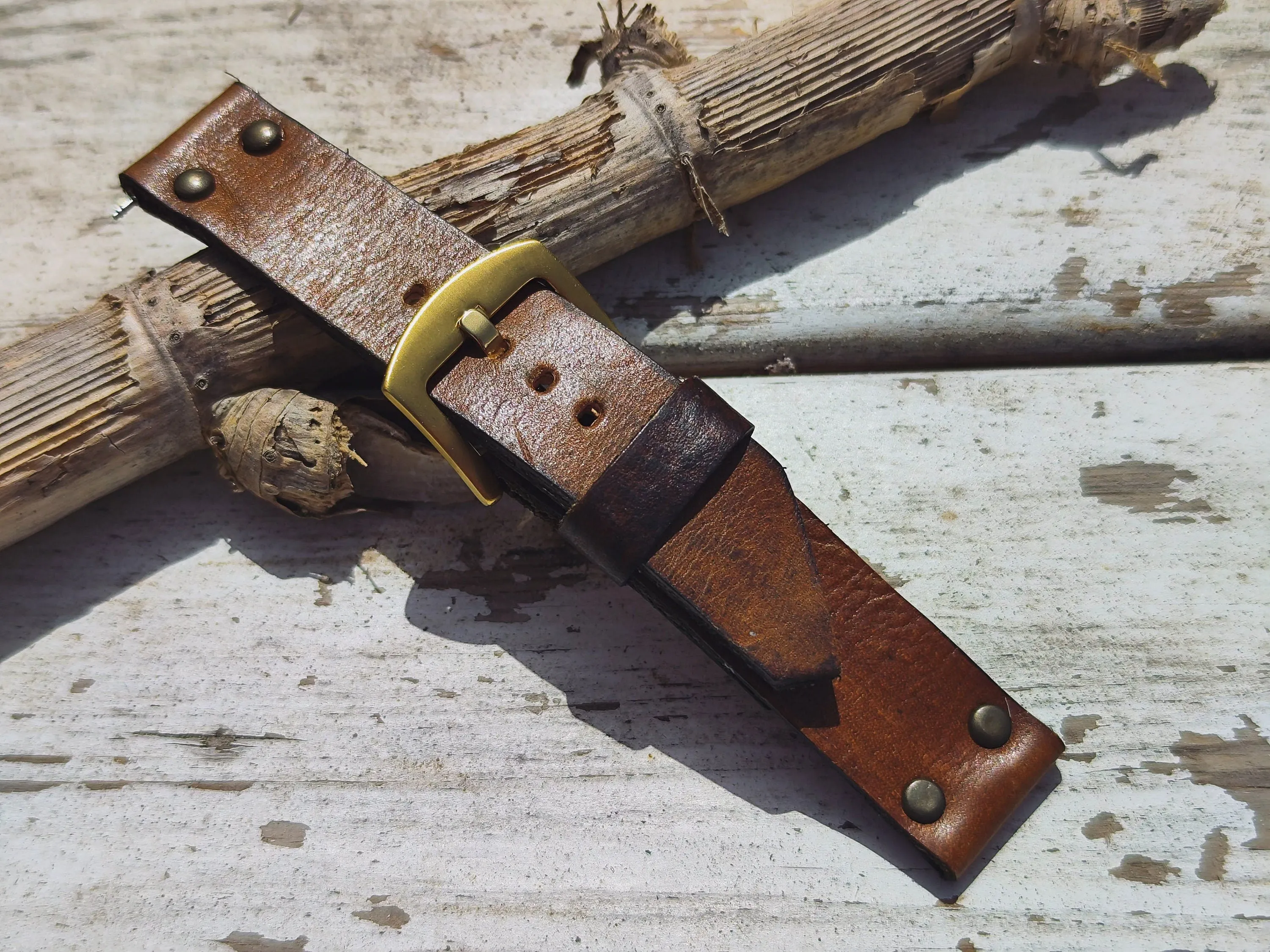 Handmade Vintage  Brown Leather Watch Band – Fits Standard & Apple Watches (22mm)