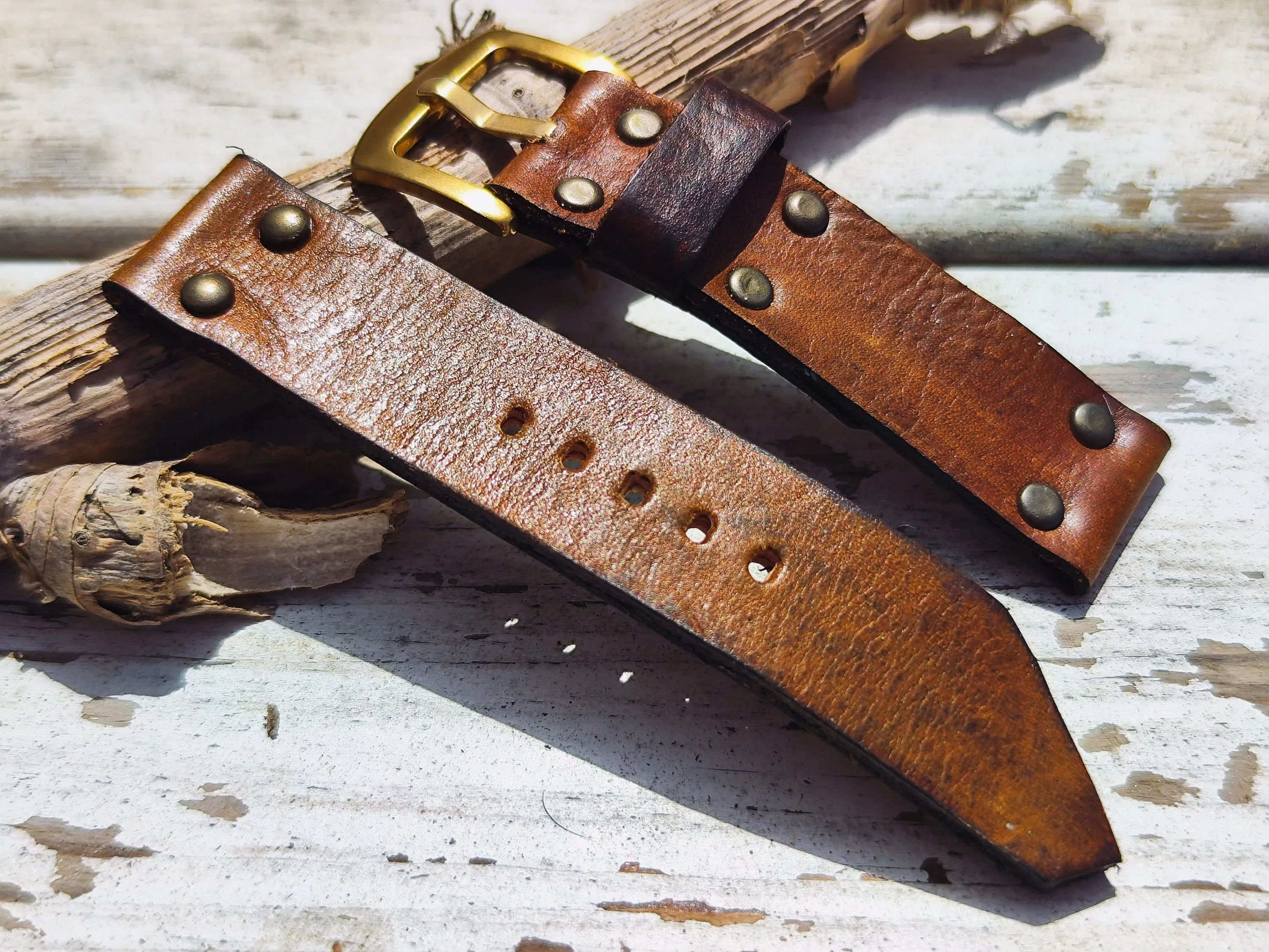 Handmade Vintage  Brown Leather Watch Band – Fits Standard & Apple Watches (22mm)