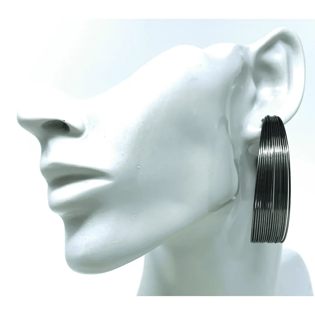 Hematite Large Hoop Earrings