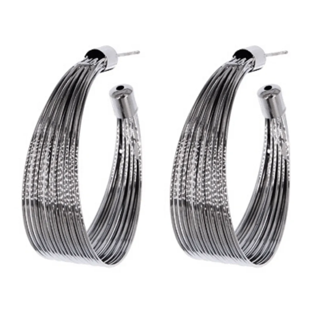 Hematite Large Hoop Earrings