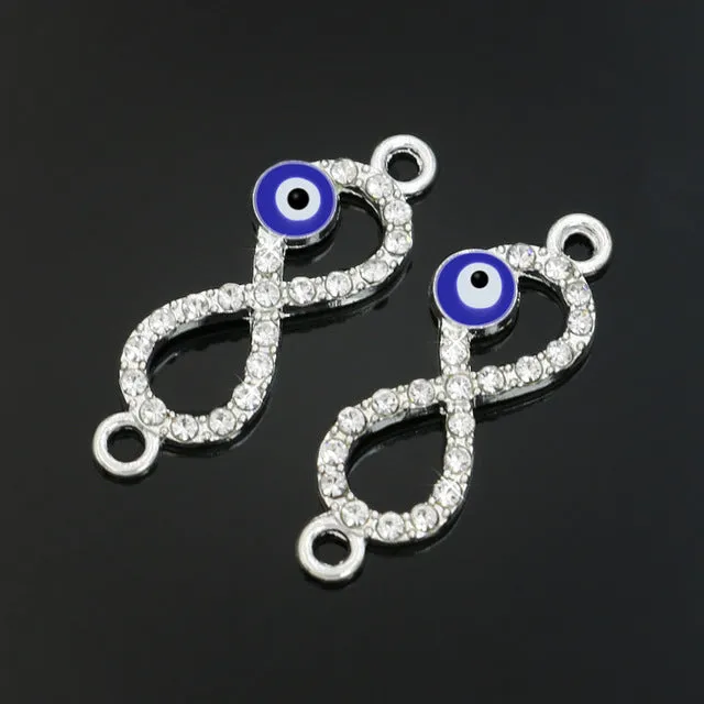 JAKONGO Silver Plated Enamel Ladybug Infinity Connectors for Jewelry Making Bracelet Findings Accessories DIY Craft 33x11mm