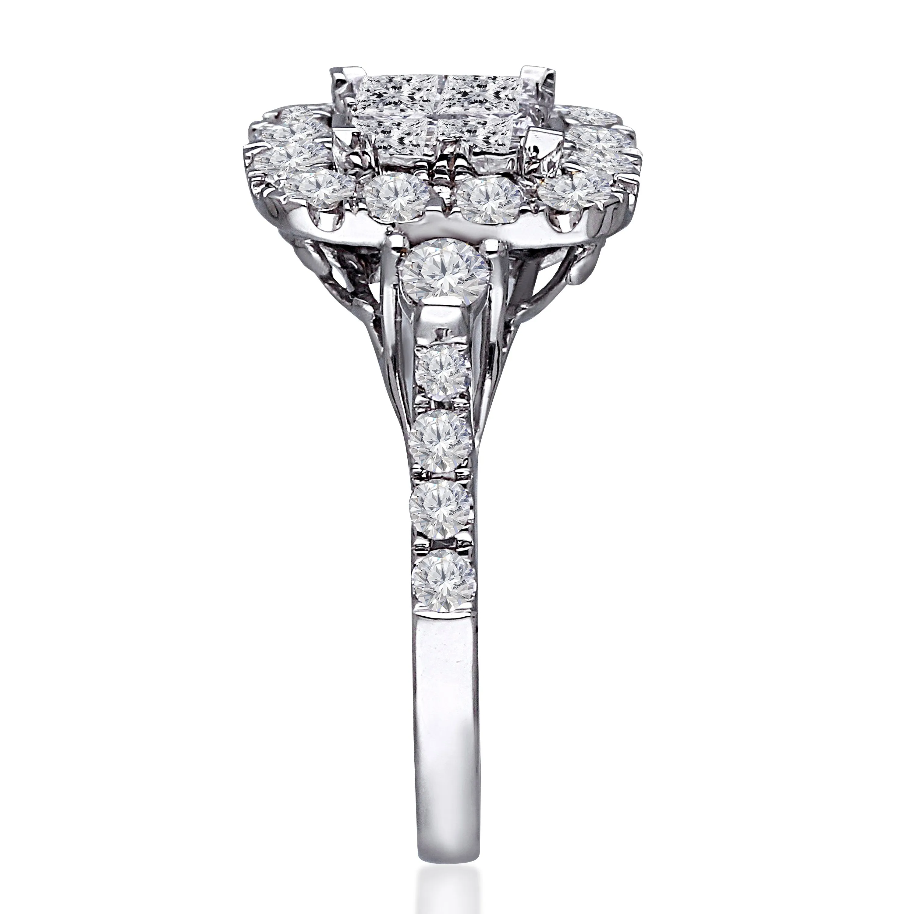 Kallati Eternal Cluster Diamond Engagement Ring in 14K White  Gold