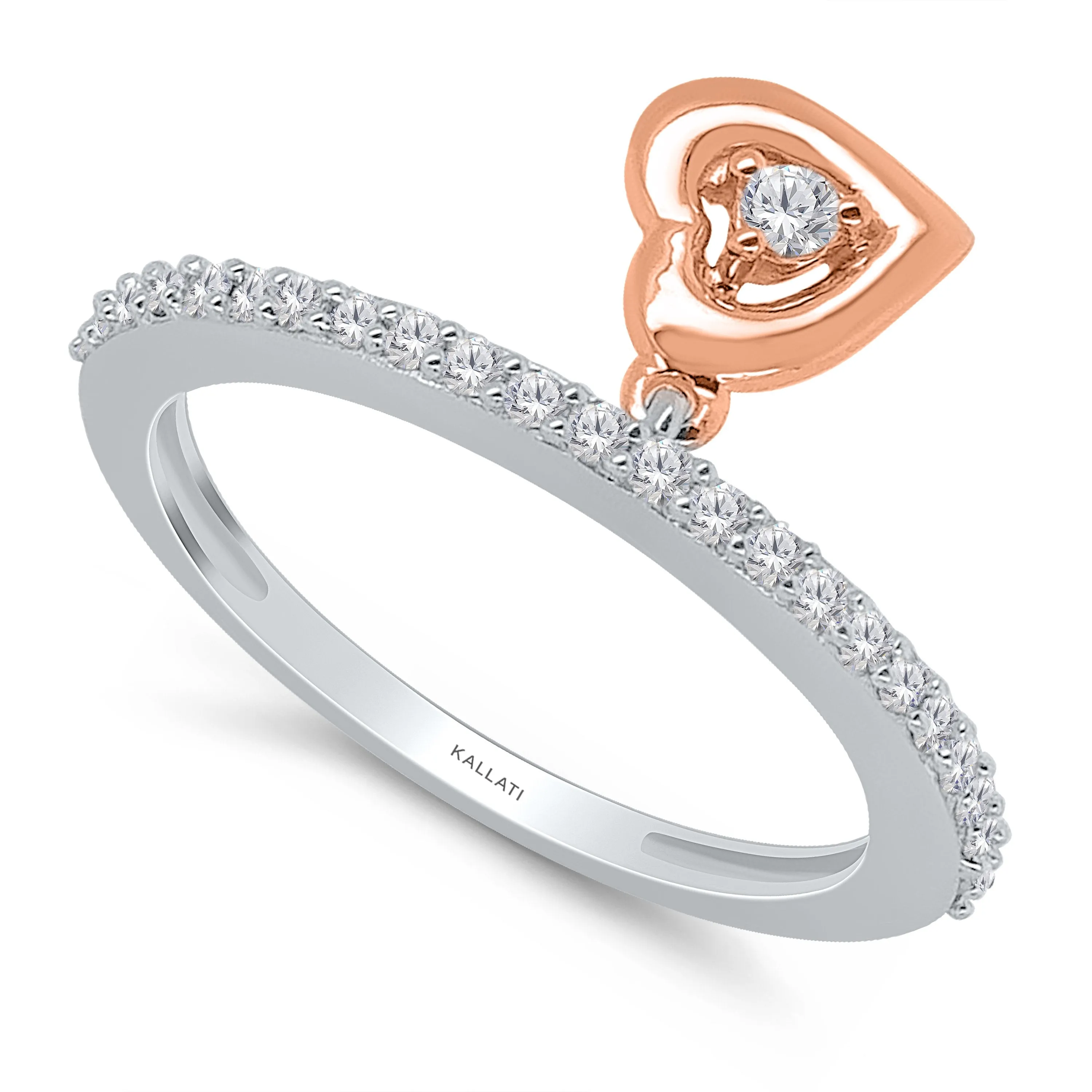 Kallati Eternal Diamond Heart Ring in 14K Two-Tone Gold