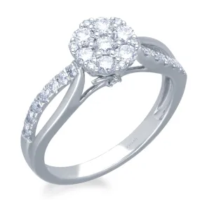 Kallati Eternal Round Cluster Diamond Engagement Ring in 14K White Gold