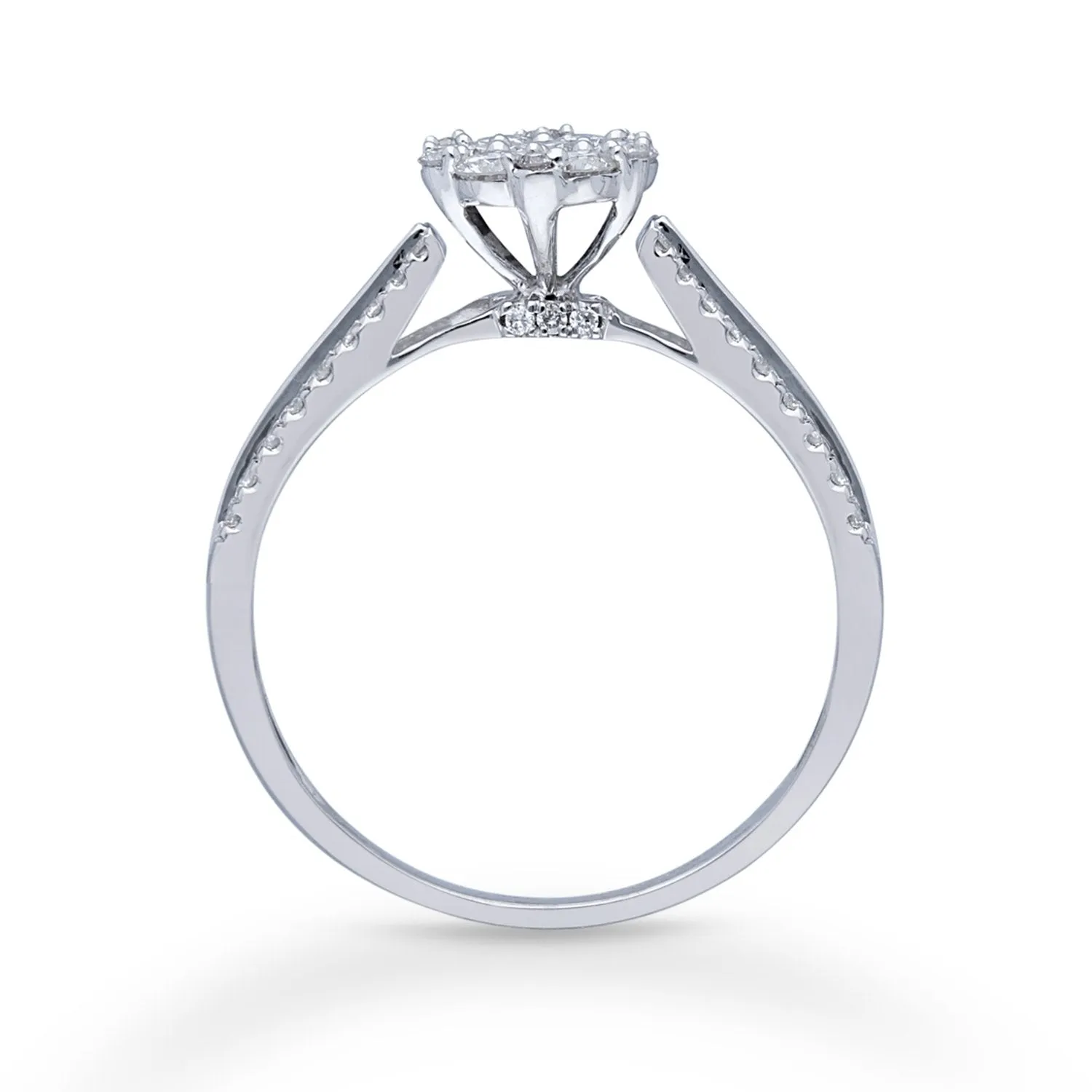 Kallati Eternal Round Cluster Diamond Engagement Ring in 14K White Gold