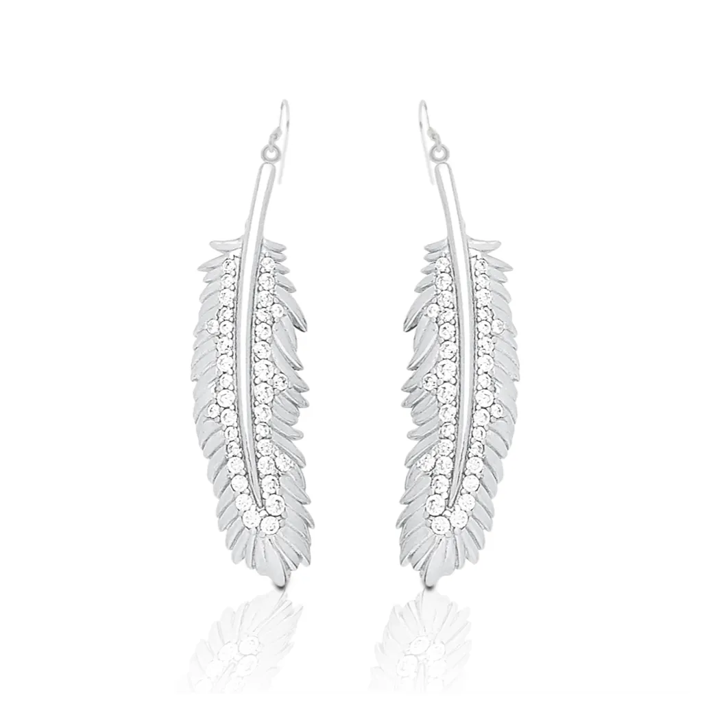 Kelly Herd Shimmering Feather Dangle Sterling Earrings