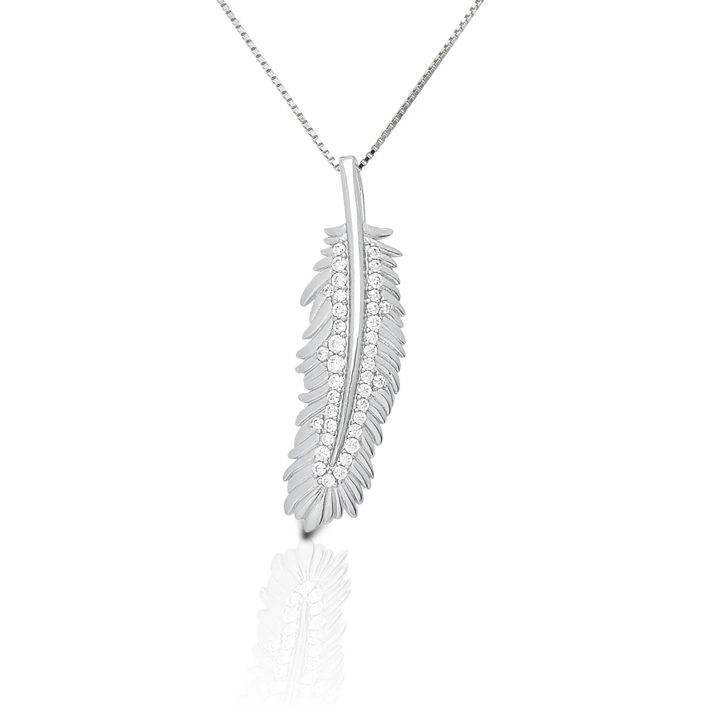 KELLY HERD SHIMMERING FEATHER PENDANT NECKLACE - STERLING SILVER