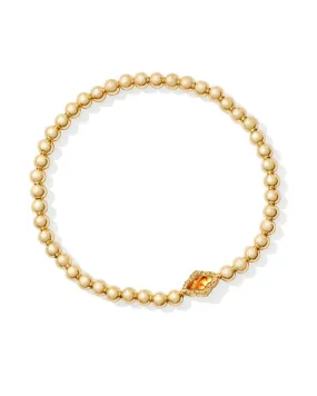 Kendra Scott Abbie Gold Beaded Stretch Bracelet in Marbled Amber Illusion