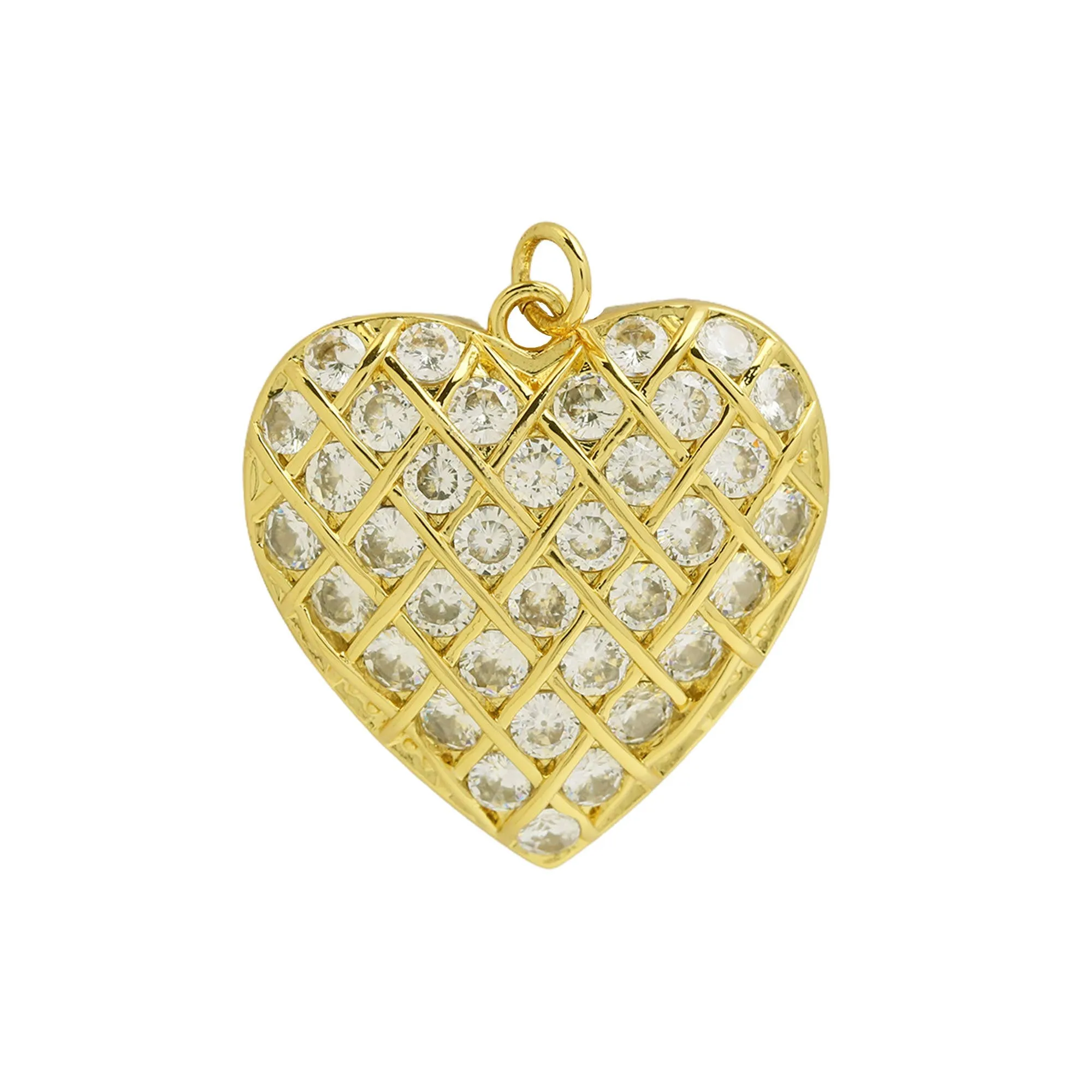 Large Fully Pave Heart Charm For Charm Necklace