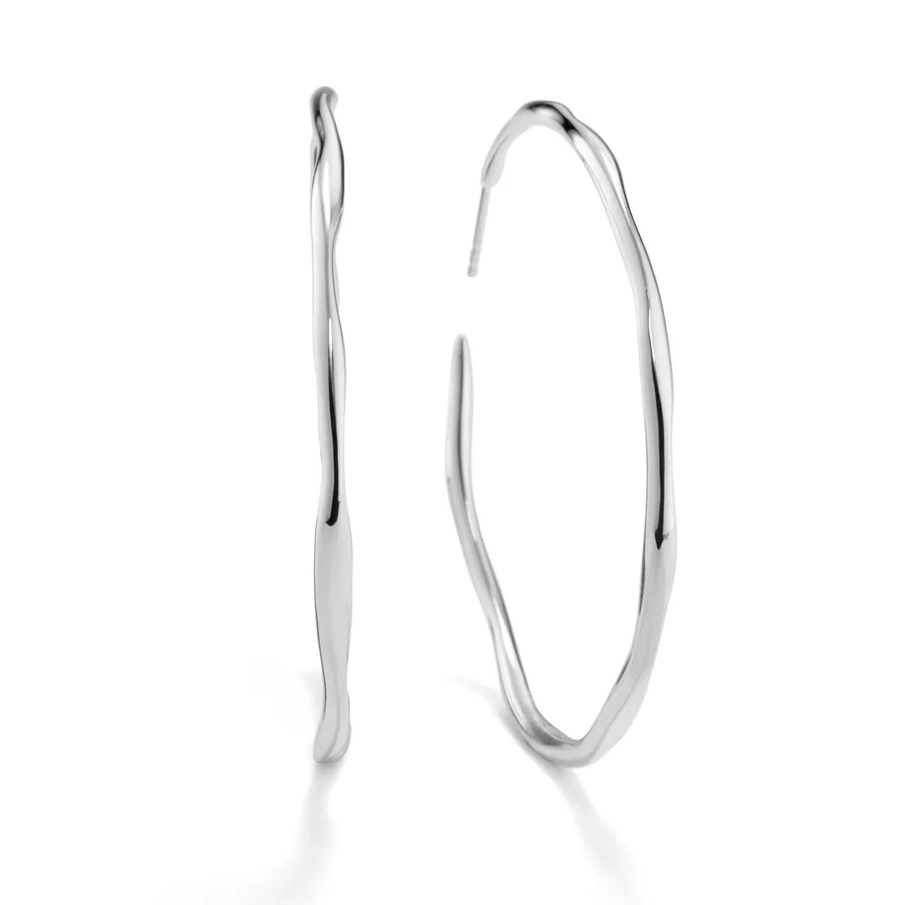 Large Squiggle Hoop Earrings in Sterling Silver