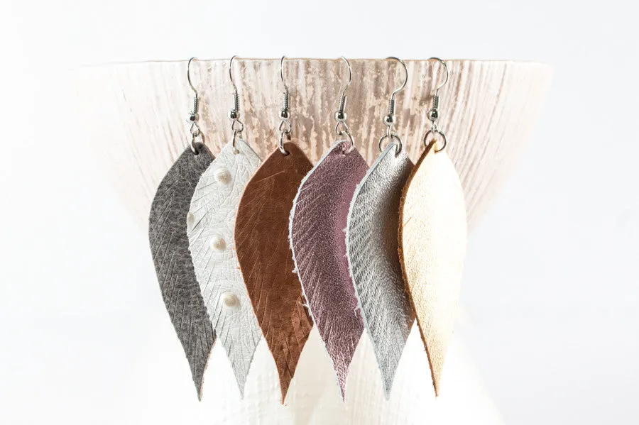 Leather Feathered Earrings | 6 Colors