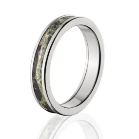 Licensed Mossy Oak Break Up Infinity Camo Rings, Premium High Polish Finish Camo Bands, Cobalt Camo