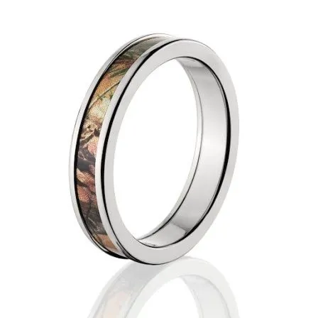 Licensed Realtree Camo Rings, Premium High Polish Finish Camo Bands, Titanium Camo Rings