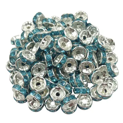 LNRRABC New! 5AAA  Quality 50 piece/lot Cheap Handmade Rhinestone Loose Crystal alloy Rondelle Spacer Beads LIF