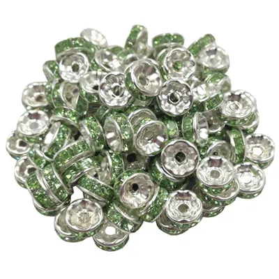 LNRRABC New! 5AAA  Quality 50 piece/lot Cheap Handmade Rhinestone Loose Crystal alloy Rondelle Spacer Beads LIF