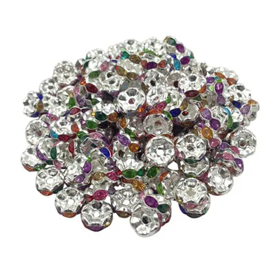 LNRRABC New! 5AAA  Quality 50 piece/lot Cheap Handmade Rhinestone Loose Crystal alloy Rondelle Spacer Beads LIF