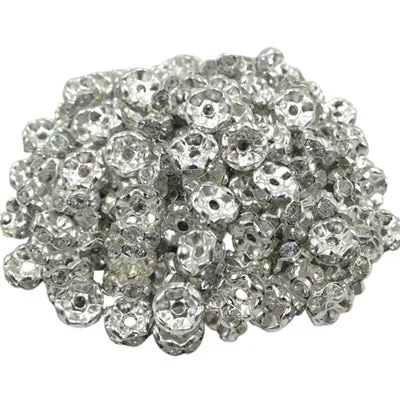 LNRRABC New! 5AAA  Quality 50 piece/lot Cheap Handmade Rhinestone Loose Crystal alloy Rondelle Spacer Beads LIF