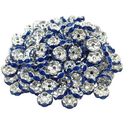 LNRRABC New! 5AAA  Quality 50 piece/lot Cheap Handmade Rhinestone Loose Crystal alloy Rondelle Spacer Beads LIF