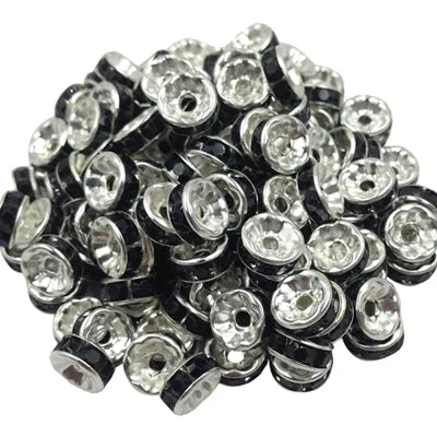 LNRRABC New! 5AAA  Quality 50 piece/lot Cheap Handmade Rhinestone Loose Crystal alloy Rondelle Spacer Beads LIF