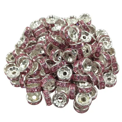 LNRRABC New! 5AAA  Quality 50 piece/lot Cheap Handmade Rhinestone Loose Crystal alloy Rondelle Spacer Beads LIF