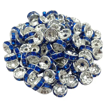 LNRRABC New! 5AAA  Quality 50 piece/lot Cheap Handmade Rhinestone Loose Crystal alloy Rondelle Spacer Beads LIF