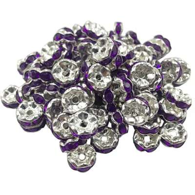 LNRRABC New! 5AAA  Quality 50 piece/lot Cheap Handmade Rhinestone Loose Crystal alloy Rondelle Spacer Beads LIF