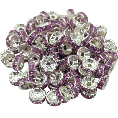 LNRRABC New! 5AAA  Quality 50 piece/lot Cheap Handmade Rhinestone Loose Crystal alloy Rondelle Spacer Beads LIF