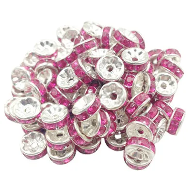 LNRRABC New! 5AAA  Quality 50 piece/lot Cheap Handmade Rhinestone Loose Crystal alloy Rondelle Spacer Beads LIF