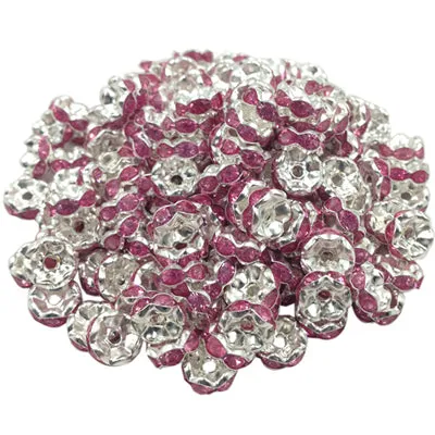 LNRRABC New! 5AAA  Quality 50 piece/lot Cheap Handmade Rhinestone Loose Crystal alloy Rondelle Spacer Beads LIF