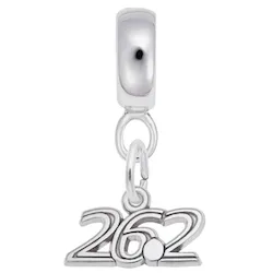 Marathon 26.2 Plain Charm Dangle Bead In Sterling Silver