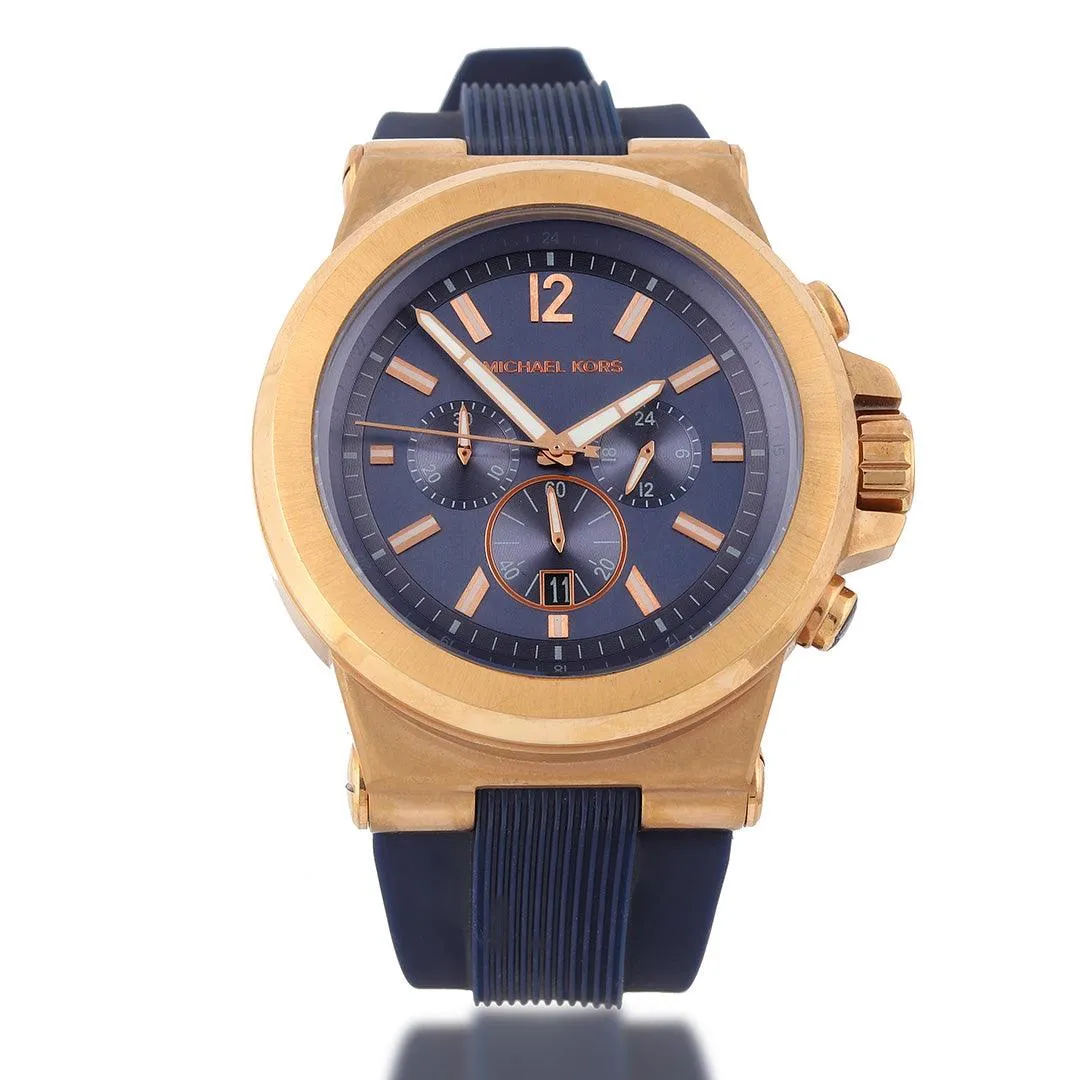 Michael Kors Analogue Gold And Royal Blue Silicon Strap Wrist Watch